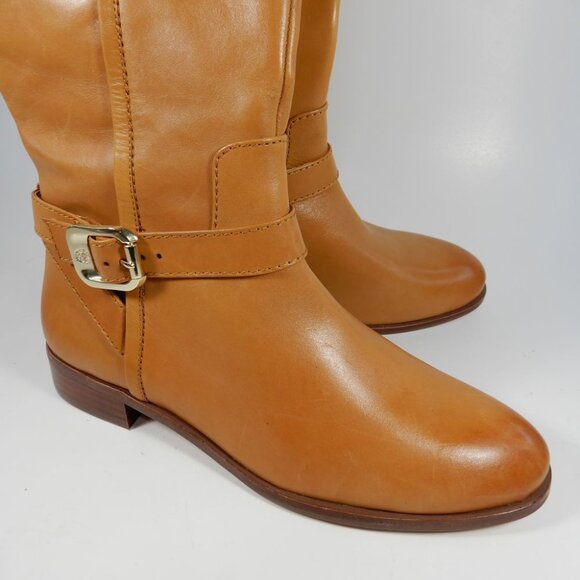 VINCE CAMUTO Ovarlym Riding Tall Boots Size 7.5 Light Cognac Brown LEATHER NEW - Picture 8 of 14